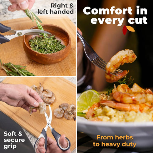 Kitchen Shears by Gidli - Liftime Replacement Warranty* - Includes Seafood Scissors As a Bonus - Heavy Duty Utility Stainless Steel All Purpose Ul...