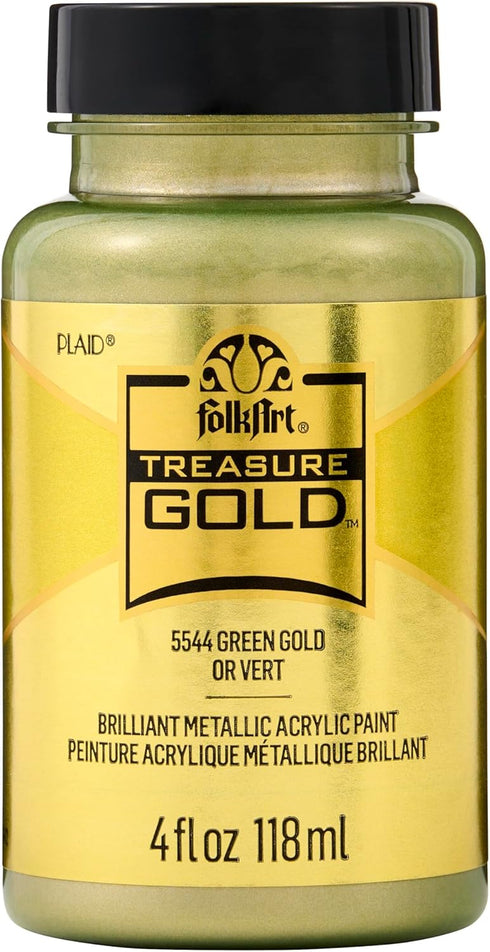 FolkArt Treasure Brilliant Metallic Paint, 4 oz, Green Gold...