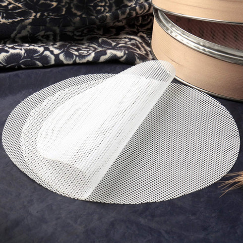 GUCUJI 12 Inch Silicone Bamboo Steamer Liners - Non-Stick, Reusable Steamer Mesh Mats for Steamed Buns, Dumplings, veggies, Dim Sum, Momo, Rice, a...