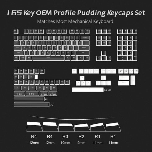 Womier Pudding Keycaps, PBT Keycaps 165 Keys Set Custom Keycap Set, Shine Through Keycaps OEM Profile, Universal Compatiability for 100%, 75%, 65%...