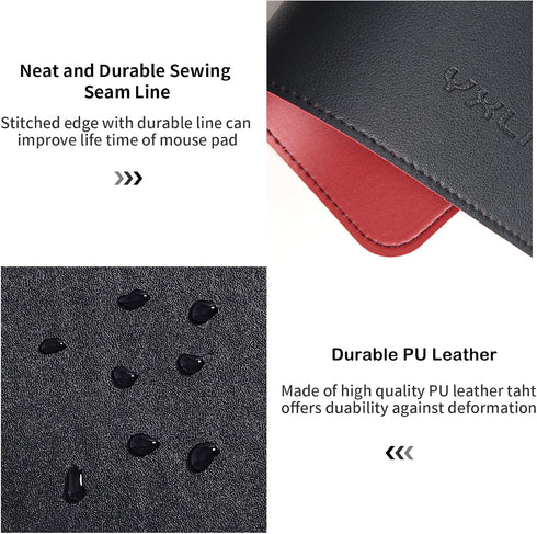 YXLILI Mouse Pad, Dual-Sided PU Leather Mouse Mat, Waterproof Ultra Smooth Mousepads with Stitched Edge Computer Mouse Pads for Office Home Gaming...