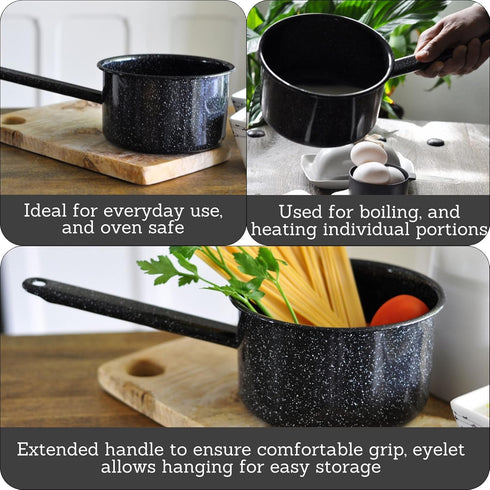 Mirro 1 Quart Enamel Sauce Pan with Speckled Finish...