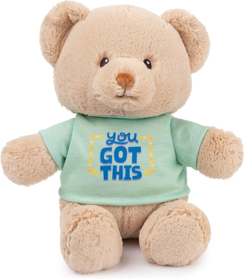 GUND “You Got This” Sustainable Message Bear with Green T-Shirt, Teddy Bear Made from 100% Recycled Materials for Ages 1 and Up, Tan, 12”...