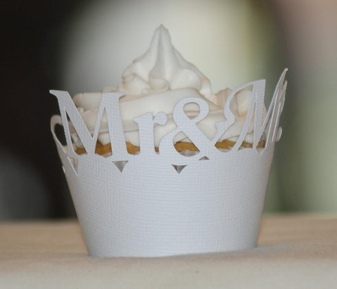 All About Details White Mr & Mrs Cupcake Wrappers, Set of 12...