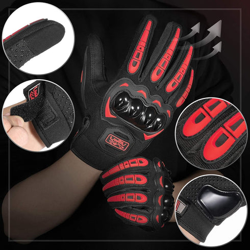 COFIT Motorcycle Gloves Breathable, Touchscreen Motorbike Gloves Anti-Slip with Good Grip Hard Knuckles Protection for Men Women Motocross, BMX AT...