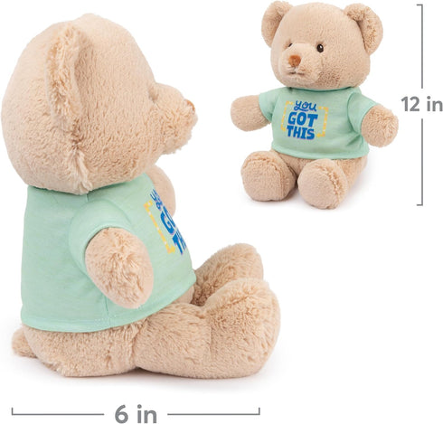 GUND “You Got This” Sustainable Message Bear with Green T-Shirt, Teddy Bear Made from 100% Recycled Materials for Ages 1 and Up, Tan, 12”...