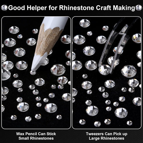 Cludoo 25000Pcs Silver Clear Rhinestones with b7000 Rhinestones Glue for Crafts, Flatback Gems Crystal Rhinestones Kit with Tweezer Picker Pens fo...