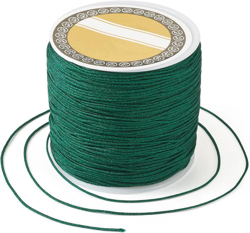 Cheriswelry 100M 0.8mm Nylon Beading Cord Dark Green Chinese Knotting Rattail Macrame Thread String Roll for Jewelry Making Kumihimo Wrapping Supp...