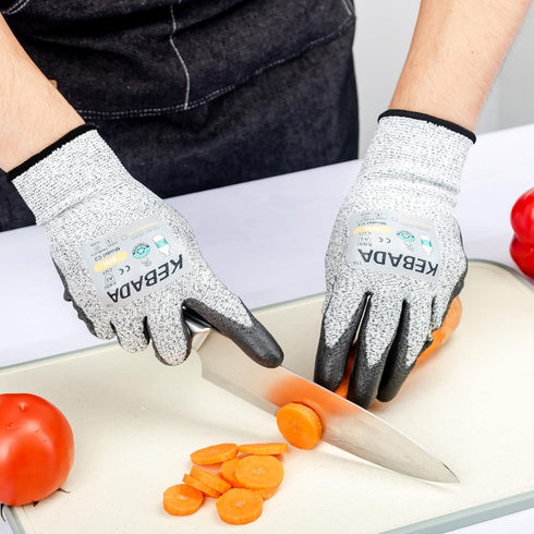 Cut Resistant Gloves, ANSI A2 Cutting Gloves, PU Coated Anti Cut Gloves C2, Touchscreen, Multi-Purpose, 1 Pair, Medium...