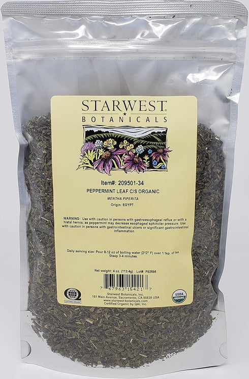 Starwest Botanicals Organic Peppermint Leaf Cut & Sifted (Egypt), 4 Ounces...