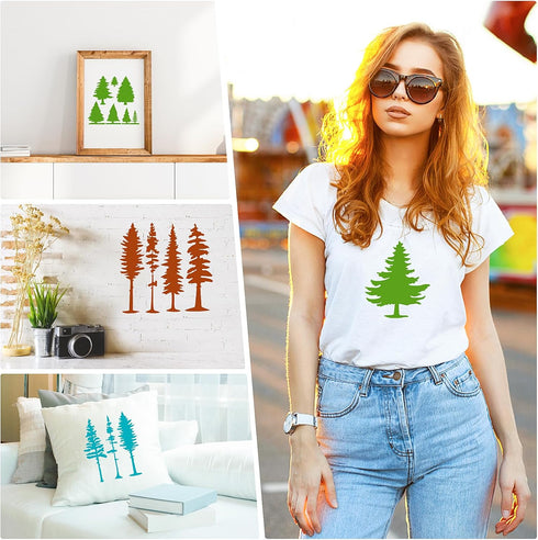 8 PCS Trees Stencils Art Painting Templates Pine Fir Tree Cypress Cedar Stencils Reusable Drawing Stencils for Painting on Wood Furniture Canvas H...