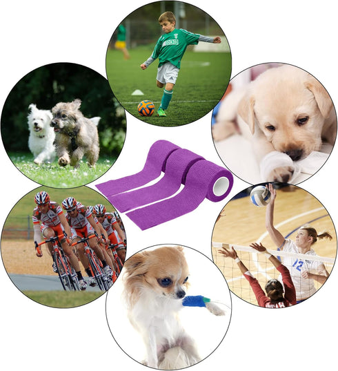 6 Pack 2 Inches Self Adhesive Bandage Wrap Breathable Cohesive Bandage Elastic Tape for Pets, Athletic, Sports, Wrist, Knee, Ankle(5 Yards Per Rol...