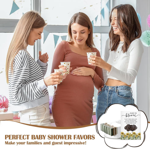 Fumete 50 Pcs Baby Shower Party Favor Baby Shower Seed Packet Baby in Bloom Kraft Bags with Window Seed Envelopes Resealable Seed Organizer Storag...