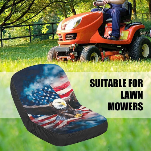 American Flag Eagle Riding Lawn Mower Seat Cover Durable Tractor Seat Cushion,Universal Lawn Tractor Cover Medium Size,Easy to Install...