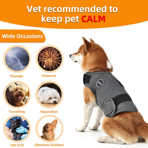 Dog Anxiety Jacket, Skin-Friendly Dog Calming Shirt - Dog Coat for Thunder, Fireworks, Vet Visits and Separation - Keep Pet Calm without Medicine ...