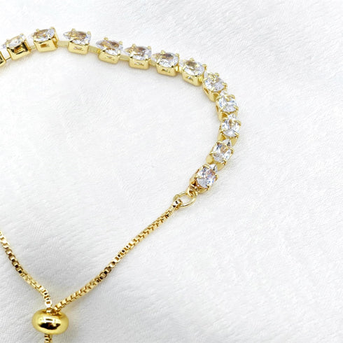 Bracelets For Women Gold Bracelets For Women Hand Chain Gold 14K Gold Plated Crystal Bracelet, Cubic Zirconia Bracelet Adjustable Slider Gold Hand...