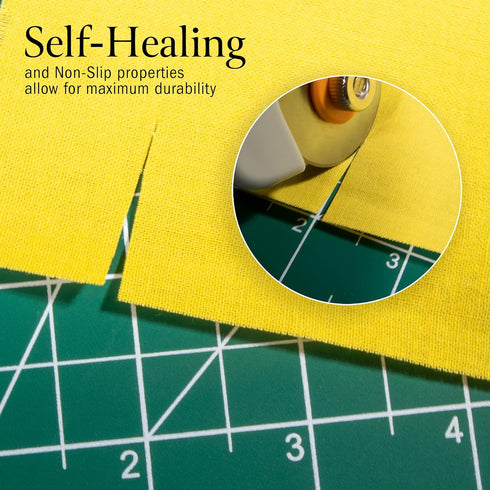 WA Portman Self Healing Cutting Mat & Rotary Cutter for Fabric Set - 9x12 Inch Rotary Cutter Mat - 45mm Rotary Cutter and Mat - 5 Rotary Fabric Cu...