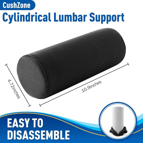 Lumbar Roll Support Pillow for Office Chair, Car, Gaming Chair, Memory Foam Back Cushion with Washable Cover for Relieving Back Pain & Improving P...