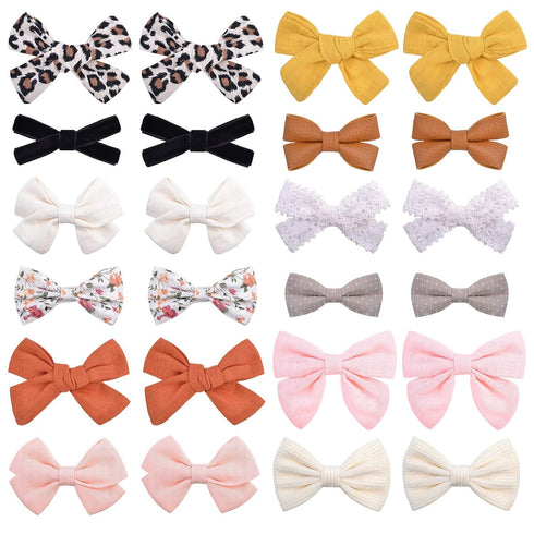 jollybows 24pcs Baby Girl Hair Bows Clips Fully Lined Barrettes Alligator Clip Hair Accessories for Little Girls Toddler Kids Teens in Pairs One S...
