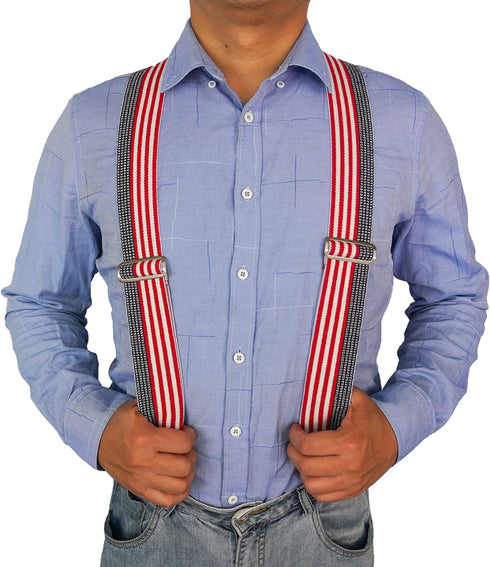 MELOTOUGH Men's Suspenders Fully Elastic 2 inch Wide X back Heavy Duty Work Suspenders...