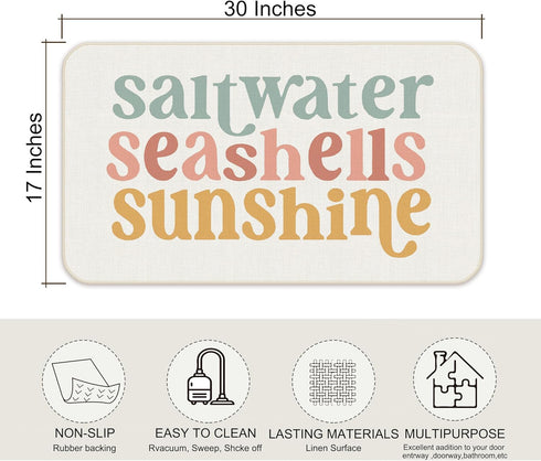Beach Door Mat - Summer Beach Door Mats Outdoor Entrance, Coastal Doormat, Nautical Door Mat, Beach Bathroom Rugs, Salt Water Sea Shells Sunshine ...