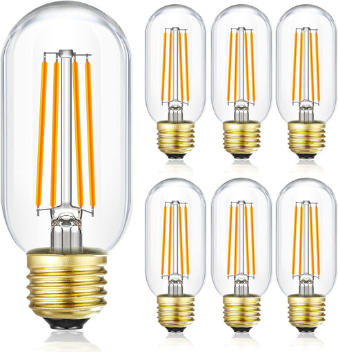 Leools Dimmable E26 led Bulb 8W Equal 75 watt Vintage LED Edison Bulb Clear Glass AC120V 2700K 800LM T14 LED Bulb for Ceiling Fan Light Bulbs, Pen...