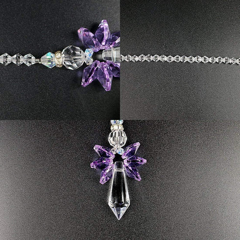 Rainbow Guardian Angel Crystal Suncatcher as Home/Car Decoration & Porch Decor & Hangings Crystal Glass Ornament (Purple)...
