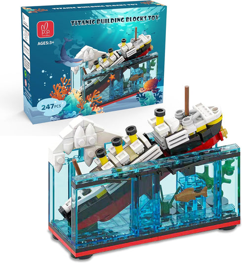 Titanic Sink and Break in Half Toy Building Blocks, Titanic Cruise Ship Model Toy, Titanic Model Ship Kit, Boat Bricks Kit 247 PCs...