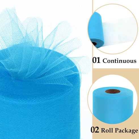 Turquoise Tulle Fabric Roll 6 Inch by 100 Yards (300 feet) Sheer Netting Spool for Tutu Skirt Gift Wrapping Wedding Baby Shower Party Decorations ...