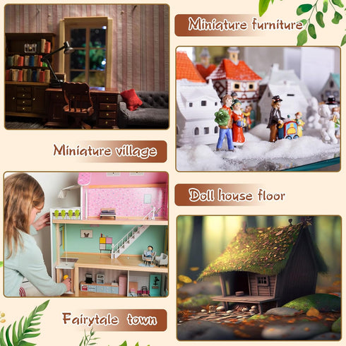 200 Pcs Miniature Dollhouse Flooring Mini Wooden Dollhouse Floor Boards 1 12 Scale Dollhouse Accessories Geometric Bamboo Doll House Furniture Woo...