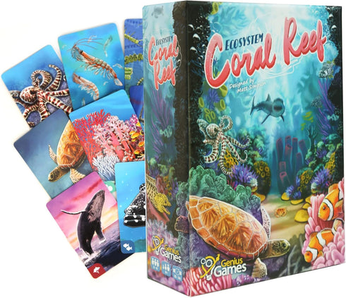 Genius Games Ecosystem: Coral Reef - A Mensa Recommended Family Card Game About Aquatic Animals, Their Habitats & Food Chain | A Light Educational...