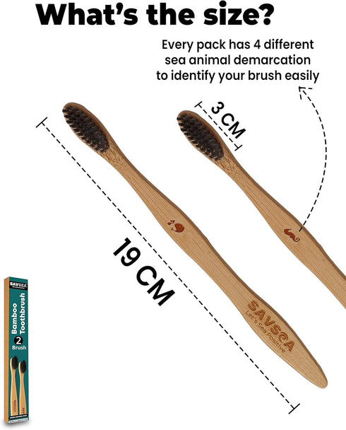 Bamboo Toothbrush Soft Bristles with Medium Bristles for Adults (2 Toothbrushes)...