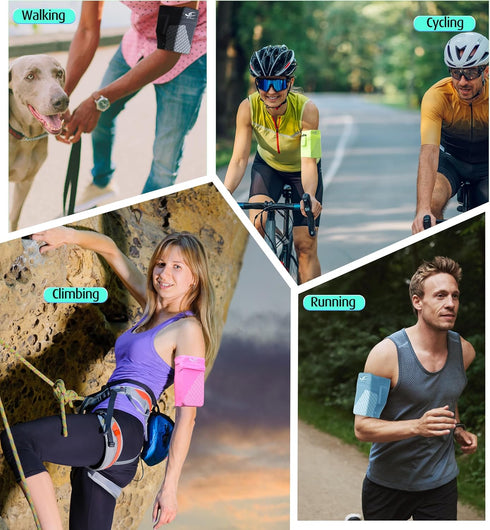 HiRui Universal Sports Armband Cell Phone Armband Sleeves Running Armband for Exercise Workout, Compatible with iPhone 16/16Plus/Pro/15/15Plus/14/...