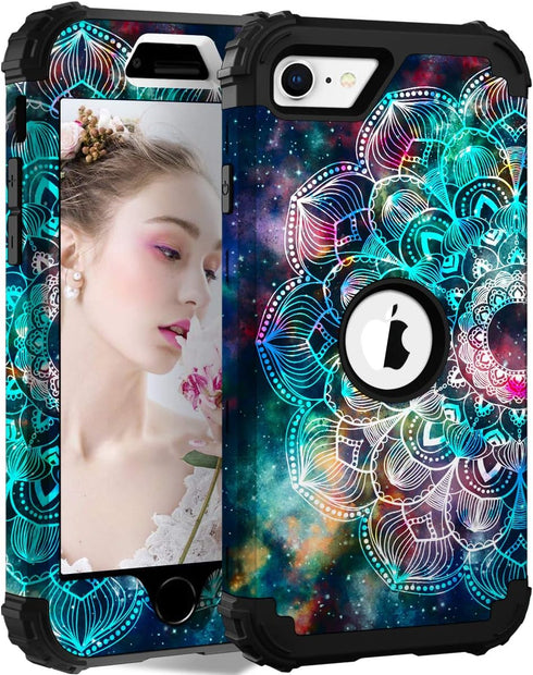Hocase for iPhone SE 2022/2020 Case, Heavy Duty Shockproof Protection Hard Plastic+Silicone Rubber Hybrid Protective Case for iPhone SE 3rd/2nd Ge...