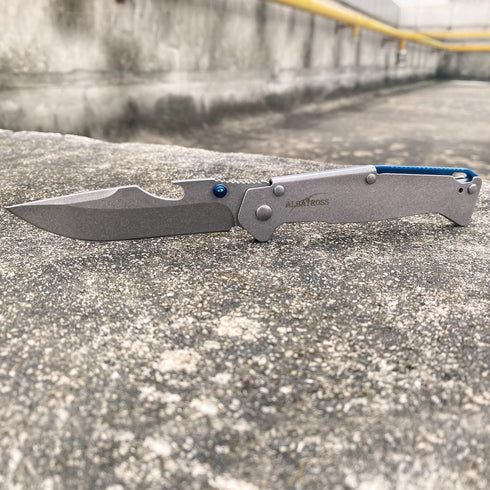 ALBATROSS FK050 Minimalist Ultra Thin Stainless Steel Folding Pocket Knife with Bottle Opener, 4.5" Handle, 3.25" Blade, 7.75" Overall (Silver whi...