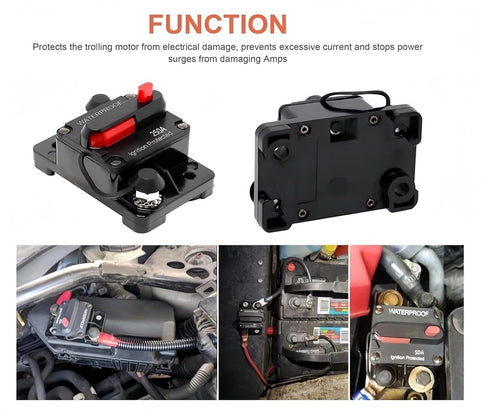 60Amp Circuit Breaker with Manual Reset Waterproof Inline Fuse Inverter for Marine Trolling Motors Boat ATV Manual Power Suface Mount 12V-48V DC...
