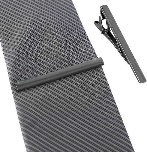 Roctee 2pcs Black Tie Bar Clip 2.4 Inch, Men’s Tie Tacks Pins Tie Clips Necktie Bar Pinch Clip Set for Regular Normal Size Ties for Men Tie Set Ac...