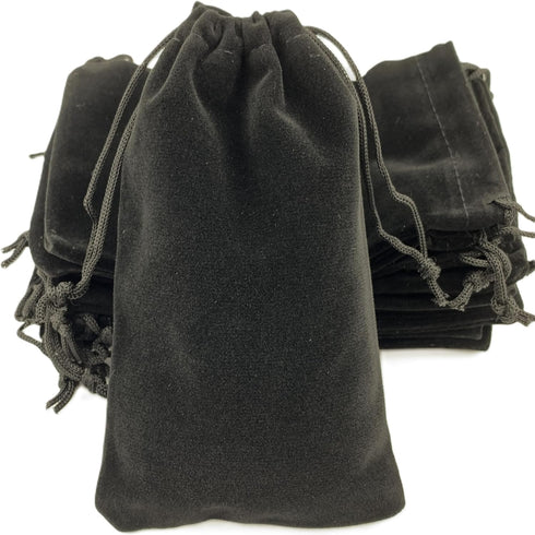 AEAOA Gift Bags, Pack of 25 Pieces 6" X 4" Velvet Drawstring Jewelry Pouches, for Candy, Pins, Jewelry, Treats, Birthday Party Favors (Black)...