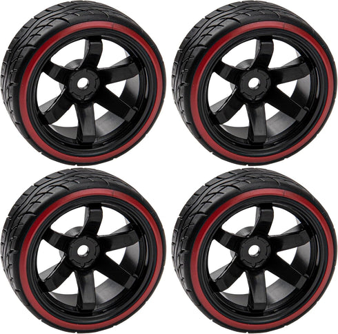 Hard Plastic Wheel Rims & Plastic Tires 12mm Hex Compatible with Traxxas HSP Tamiya Kyosho Himoto 1/10 RC Drift Car (Style 2)...