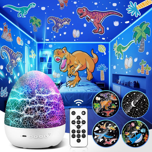Dinosaur Night Light for Kids, 10 Musics+6 Films Kids Night Light Projector for Kids,126 Lighting Effects+Remote Kids Projector Night Light for Ki...