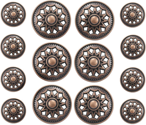 Bezelry Antique Copper Sun Metal Shank Blazer Button Set. 6 Pcs of 23mm, 8 Pcs of 15mm...