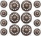 Bezelry Antique Copper Sun Metal Shank Blazer Button Set. 6 Pcs of 23mm, 8 Pcs of 15mm...
