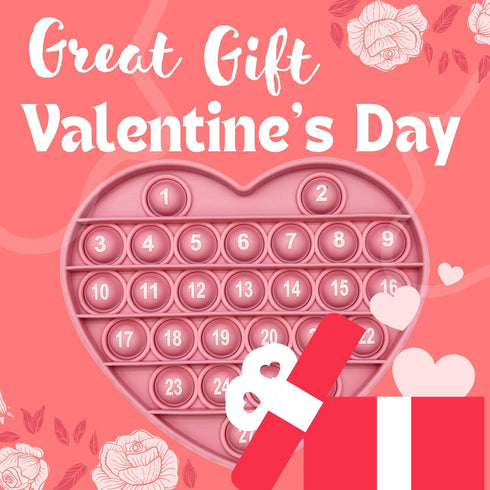 Pink Heart Shaped Pop Bubble Valentines Fidget Toy with Letters and Numbers, Xmas Gift Sensory Toy with Alphabets Kids Birthday Party Classroom Pr...