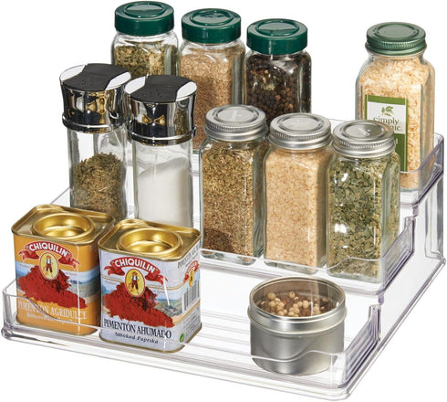 mDesign Plastic Kitchen 3-Tier Spice Rack Holder, Storage Organizer for Cabinet, Counter, Pantry, Shelf, Hold Spices, Seasoning, Jars, Canned Food...