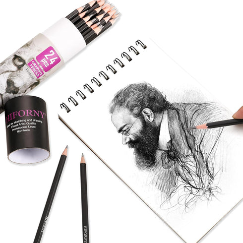 24 Pieces Graphite Sketching Pencil Set - Graphite Pencils(14B - 5H),Sketch Pencils,Drawing Pencils,Drafting Pencils,Art Pencils with 19 Grades - ...