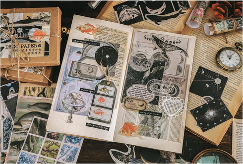 Knaid 200 Pieces Vintage Ephemera Pack Decoupage Paper Junk Journal Kit Scrapbook Planner Sticker Supplies for Art Journaling Bullet Journals Coll...
