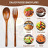 6Pcs Wooden Spoons Forks Set Wooden Spoons and Forks Cutlery Set, Reusable Wooden Utensil Set Wood Spoons Flatware Sets for Stirring Cooking Campi...