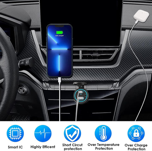 MOTONG Waterproof 12V QC3.0 Power Outlet Charger, QC3.0 USB A & PD Type C Car Socket Power Charger Power Socket Port for Car Marine Boat RV Truck...