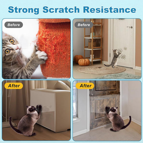 Cat Scratch Furniture Protector, 11.8"x196.8"Couch Protector from Cat Claws Cat Scratch Deterrent Furniture Protectors, Single-Sided Sticky Clear ...
