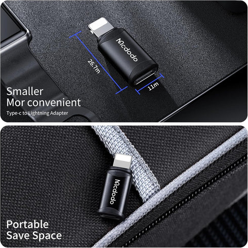 mcdodo USB C to Lightning Adapter 2 Pack,Type C Female to Lightning Male Adapter Cable,Supports Fast Charging Data Transfer for Phone 14/13/12/11/...
